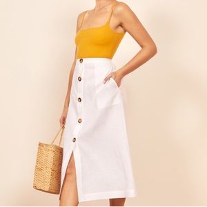 Reformation - White Linen Skirt